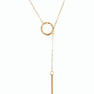Trendy Long Gold Tone Drop Bar Pendant Necklace